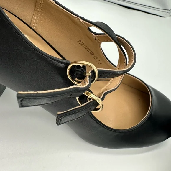 Elegant Black Mary Jane Heels - Picture 12 of 14